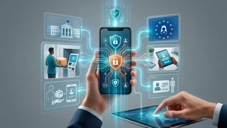 Die European Digital Identity Wallet ist eine digitale Brieftasche, die von der Europäischen Union eingeführt wird. Sie kann unter anderem digitale Dokumente wie den Personalausweis und Führerschein speichern, digitale Zahlungen freigeben und Verträge elektronisch unterschreiben. (Bild: Gemini / Vogel IT-Medien GmbH / KI-generiert)