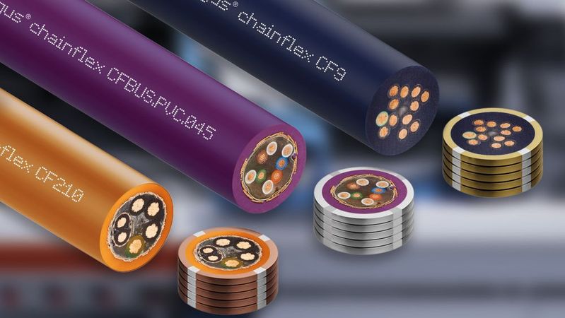Von Low-Cost- bis High-End-Produkten: Das Sortiment umfasst über 1.350 Leitungstypen für Daten-, Bus- und Hybridsysteme, Steuerung und Antrieb.(Bild:  Igus)