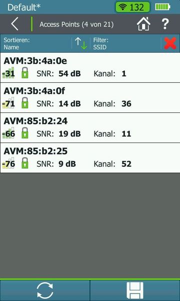 In der Übersicht der Access Points werden die einzelnen APs übersichtlich mit allen nötigen Informationen dargestellt. Über Filter kann die Anzeige wie hier bspw. auf das eigene Netz begrenzt werden. (VIT (Donner) / NetScout)