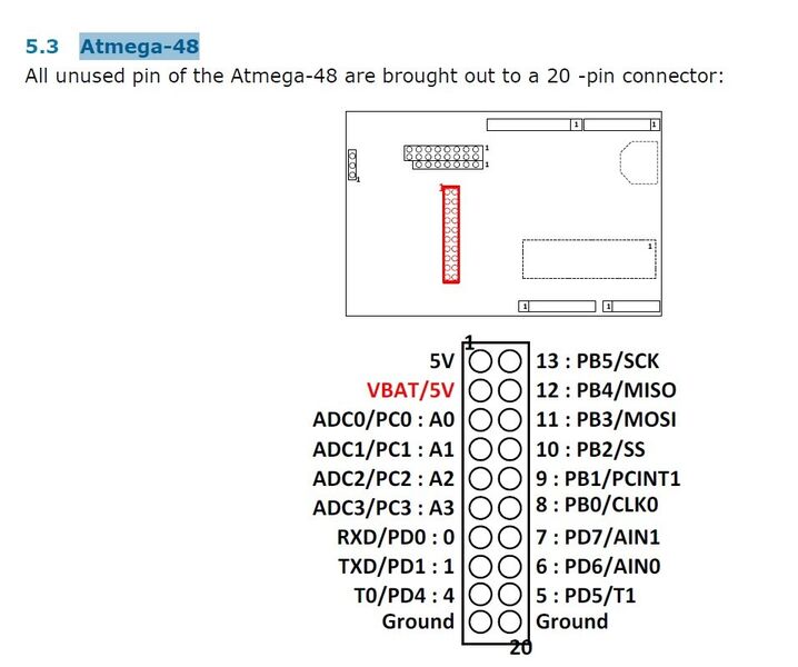 Atmega28: Ungenutzte Pins auf einem 20-Pin-Anschluss (Bild:)