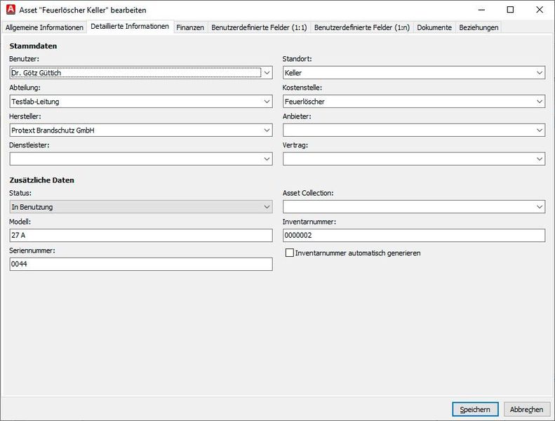 Bei den Daten eines Assets lassen sich nicht bestehende Einträge, wie etwa der Standort, direkt erstellen und sofort nutzen. (Aagon / Güttich)