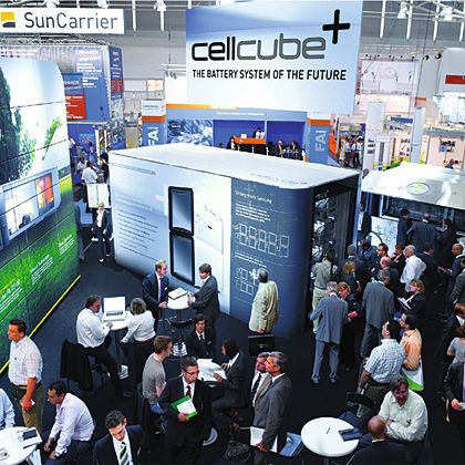 „Intelligente Technik – Saubere Zukunft“ war das Motto am a+f-Stand bei der Intersolar. Bild: Gildemeister (Archiv: Vogel Business Media)