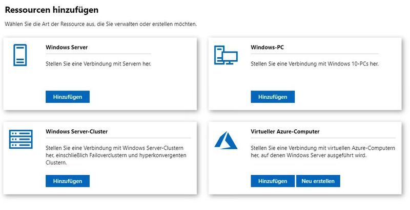 In der neuen Oberfläche lassen sich Ressourcen übersichtlicher hinzufügen. (Bild: Joos / Microsoft)