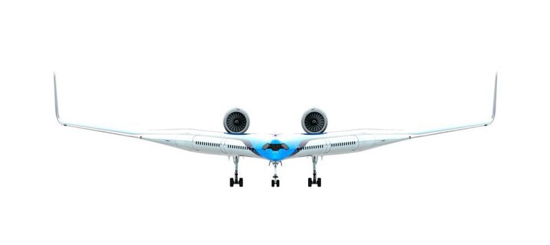 Das „Flying V“ hat mit 65 m die gleiche Spannweite wie der Airbus A350, ist aber kleiner. (Edwin Wallet, OSO Design for TU Delft)