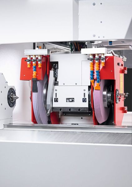 Universal-Schleifkopf «Hirth 1°»: automatisch schwenkbar, bis maximal drei Schleifwerkzeuge. (Bild: Fritz Studer AG)