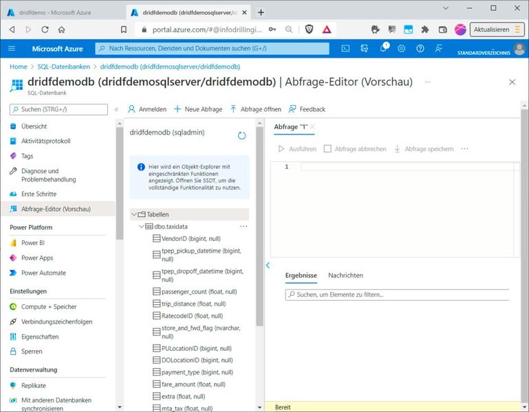 Nun bleibt nur zu prüfen, ob die Zieltabelle existiert. (Bild: Drilling / Microsoft)