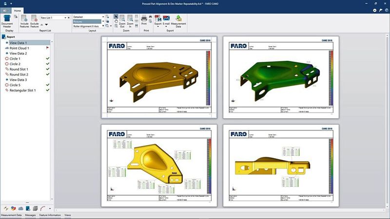 Das integrierte, webbasierte Dashboard-Berichterstellungs-Tool liefert Prüfergebnisse in Echtzeit und aufschlussreiche Trendanalysen in einem anwenderfreundlichen Satz von anpassungsfähigen visuellen Berichten. (Faro)