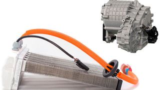 Borg Warner zeigt auf der IAA 2017 unter anderem ein elektrisches Antriebsmodul „eDM“ und einen Hochvolt-PTC-Zuheizer (unten). (Borg Warner)