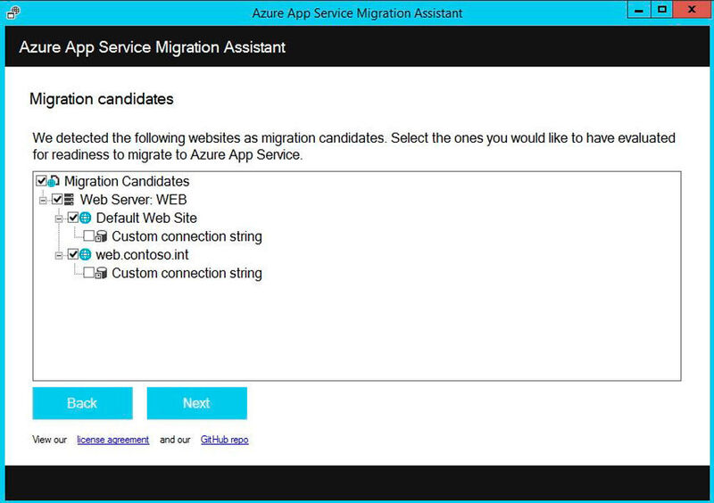 Azure App Service Migration Assistant überprüft die installierten Webanwendungen auf Kompatibilität mit Microsoft Azure. (Bild: Microsoft)