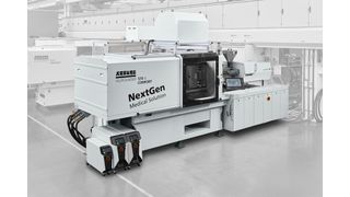 „Nextgen Medical Solution“: At K 2025, a pioneering turnkey system based on an electric Allrounder 570 A will be producing caps for injector pens. Arburg, Hack Formenbau, HB-Therm and Sanofi worked closely together to take a holistic view of the optimisation potential. (Source: Arburg)