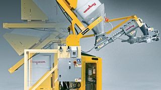 Der neue Tip-Tite-Fasskipper mit integrierter, flexibler Spiralförderung (Bild: Flexicon)