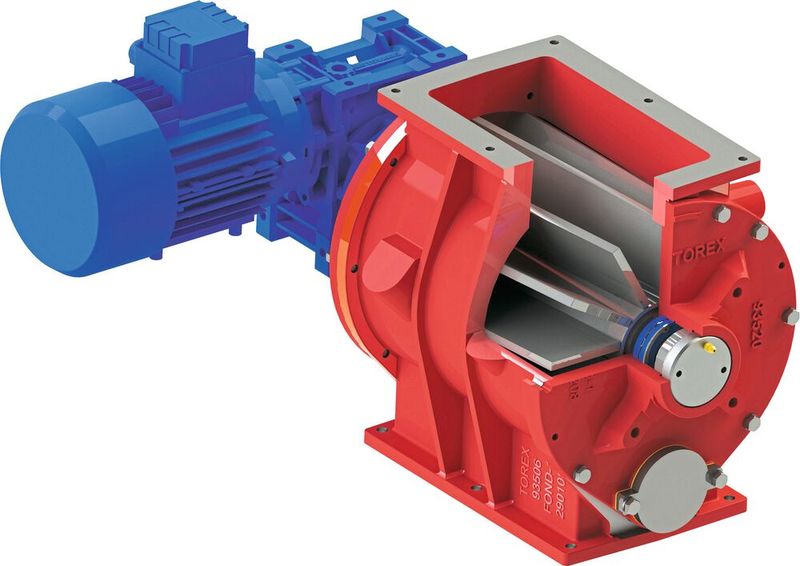 Zellenradschleuse als 3D-Abbildung aus anderem Blickwinkel (Bild: Wam)