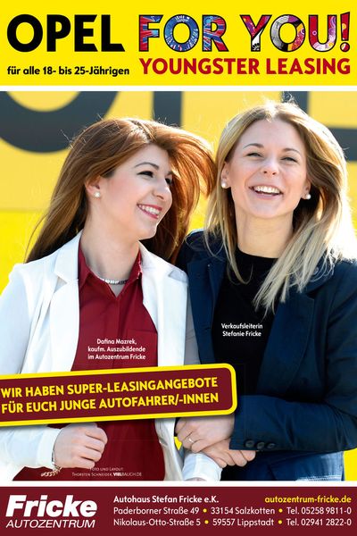 ... hat Fricke um ein selbstentwickeltes „Opel For You“-Logo zur gezielten Akquise von Fahranfängern ergänzt. (Bild: Thorsten Schneider / Vielbauch)