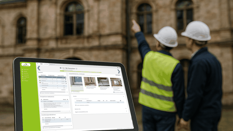 Gebäude-Check-Software von Plan4: unterstützt Kommunen dabei, Zustandsdaten, Sanierungsbedarfe sowie Investitions- und CO2-Potenziale zentral zusammenzuführen und vergleichbar auszuwerten.(Bild:  Plan4 GmbH)