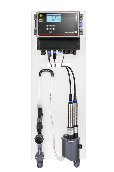DID „Plug & measure“-Systeme: eine Kombination von digitalen Modbus-Sensoren für unterschiedliche Wasserparameter mit einem Auswerte- und Regelterminal (CU 382). (Grundfos)