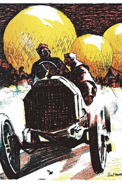 Ein gezeichntetes Werbemotiv mit dem Titel „Ohne Titel“ um 1911. (Opel Automobile GmbH)
