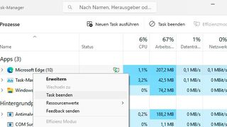 Tasks im Taskmanager beenden.  (Bild: Thomas Joos)