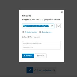 Das Freigeben von Dateien funktioniert in HiDrive parallel zu HiDrive Share und bietet ebenfalls alle notwendigen Funktionen. (Bild:  Joos)
