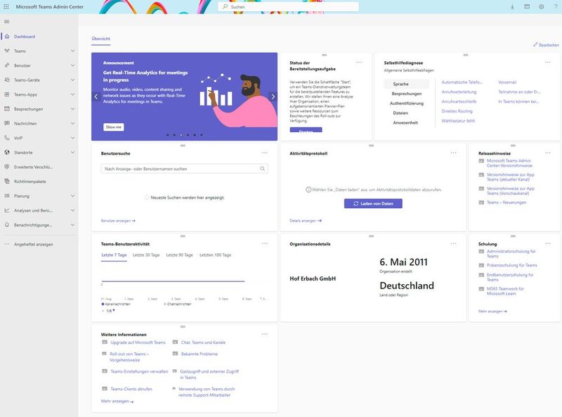 Im Teams Admin Center lassen sich viele Sicherheitseinstellungen umsetzen, auch Richtlinien. (Bild: Microsoft - Joos)