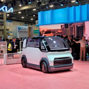 Bild 2: Als erste Studie der neuen Vision Plattform Beyond Vehicle stellte Kia den PV5 vor.(Bild:  Stefanie Eckardt)