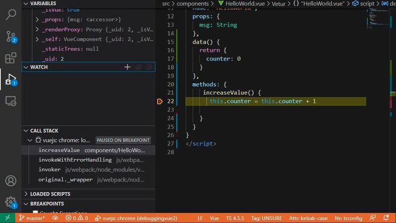 Debugging einer Vue-Anwendung in Visual Studio Code. (Bild: Koller / Microsoft)