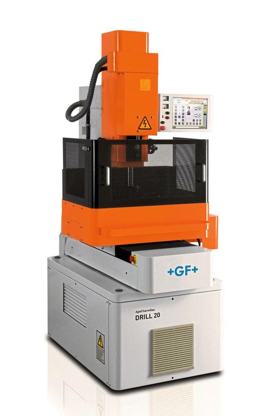 The Agie-Charmilles Drill 20 can be used to drill holes with depths up to 200 mm and can accommodate small electrodes with diameters ranging from 0.1 – 0.3 mm making it ideal for a range of applications including drilling fine start holes on lead frames or high-speed stamping moulds. The Agie-Charmilles Drill 20 can be used to drill holes with depths up to 200 mm and can accommodate small electrodes with diameters ranging from 0.1 – 0.3 mm making it ideal for a range of applications including drilling fine start holes on lead frames or high-speed stamping moulds.