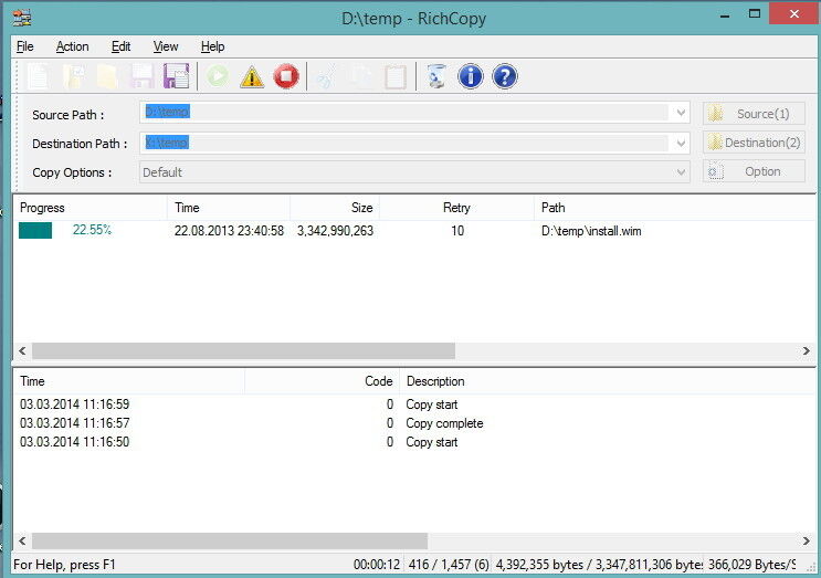 Abbildung 6: RichCopy ist ein weiteres Tools, das beim Kopieren von Dateien zwischen verschiedenen Verzeichnissen helfen kann. (Bild: Joos)