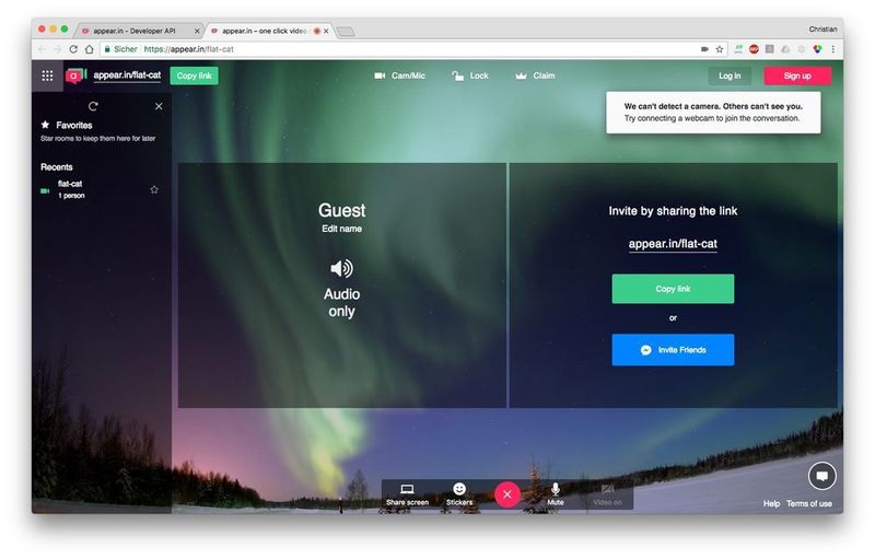 Der Dienst appear.in zeigt, wie einfach und flexibel der Einsatz von WebRTC zu handhaben ist. (appear.in)