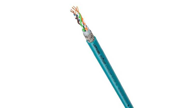 Die Etherline FD Bio P Cat.5e besteht aus einem teilweise biobasierten Mantelmaterial.(Bild:  Lapp)