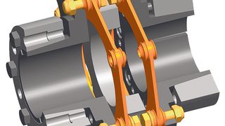 Speziell geformte Bundbuchsen sorgen dafür, dass das Drehmoment vom Lamellenpaket auf die Naben und das Zwischenteil spielfrei übertragen wird. Bild: Chr. Mayr (Archiv: Vogel Business Media)