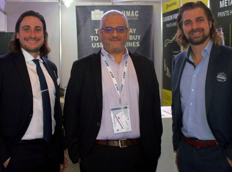 The management team of Gindumax and Maptec at Steelfab 2022 in Dubai – UAE. From left to right: Benedikt Ruf (Managing Director – Gindumac), Jafar Odeh (CEO – Maptec), Janek Andre (CEO – Gindumac). (Gindumac)