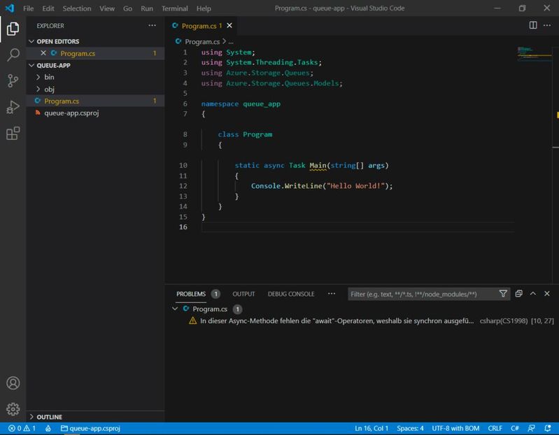 Zunächst ergänzen wir die Unterstützung für asynchronen Code.