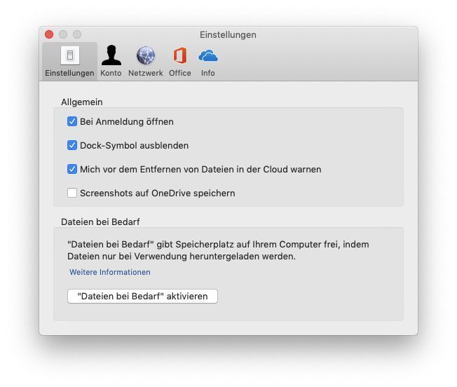 Über das Icon in der Menüleiste lassen sich die Einstellungen des OneDrive-Clients vornehmen. (Joos/Microsoft)
