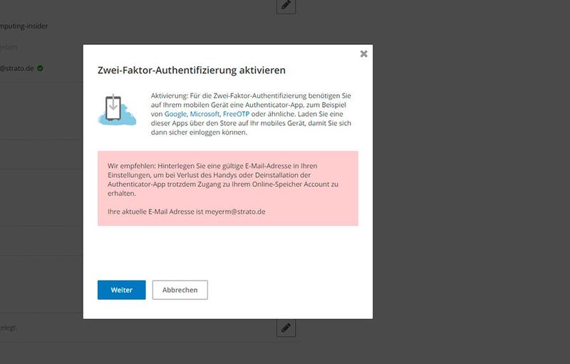 Die Zwei-Faktor-Authentifizierung bietet mehr Sicherheit für die Konten in HiDrive und sollte in jedem Fall aktiviert werden. (Bild: Joos)