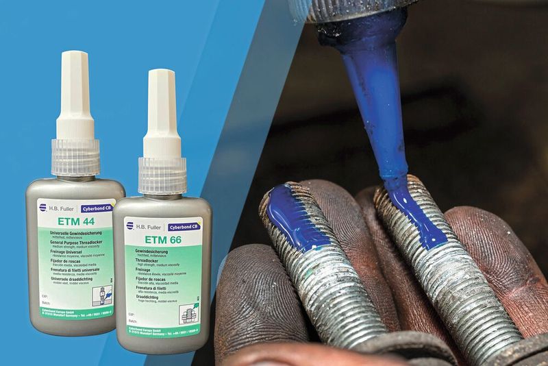 Kennzeichnungsfreie Schraubensicherung: Die anaeroben Klebstoffe der neuen Cyberbond Eco Line von H.B. Fuller sind ungefährlich und kennzeichnungsfrei und bieten Anwendern höchsten Gesundheitsschutz und Arbeitssicherheit. (Bild: Ruderer)
