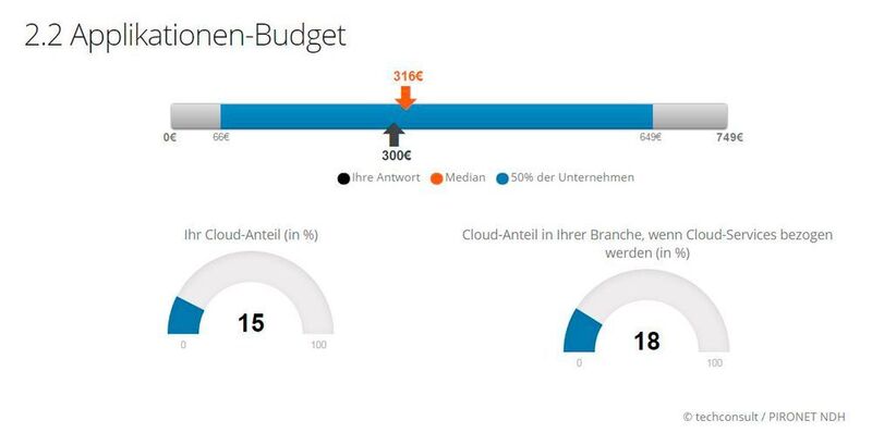 Die Verteilung der Applikationsausgaben und der Cloud-Anteil - wo steht der Mitbewerb bei dieser Kennziffer? (Pironet NDH)