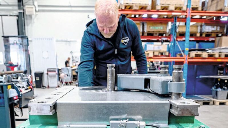 Die Antriebslösung von Nord besteht aus einem Flachgetriebemotor mit aufmontiertem Frequenzumrichter Nordac Flex.(Bild:  Nord Drivesystems)