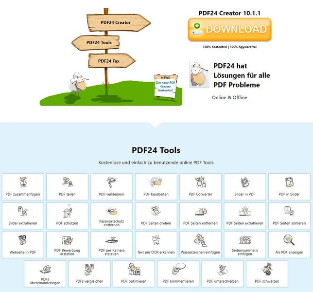 PDF-Tools von PDF24.org. (Joos/PDF24.org (Screenshot))