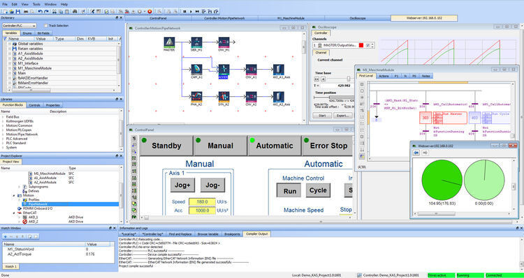 Ethercat, Safety, Visualisierung: Das neue Softwarerelease 2.8 der Kollmorgen Automation Suite (KAS) bietet eine Reihe neuer Funktionen für schnellere Maschinenentwicklungen. (Bild: Kollmorgen)