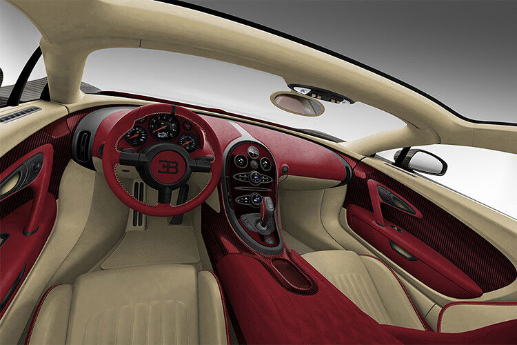 Ebenso wie das Exterieur zitiert der Fahrzeuginnenraum des „La Finale“ den ersten Veyron. Dieser war vollständig mit Leder in der Farbe „Silk“, einem hellen Beige, ausgekleidet. (Foto: Bugatti)