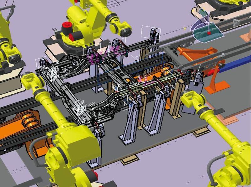 Bild 4: Simulation einer Fertigungsplanung in der Anwendung Delmia; die Möglichkeiten umfassen alle Aspekte einer Anlagenoptimierung. (Archiv: Vogel Business Media)