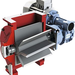 Zellenradschleuse als 3D-Abbildung. Neben den Materialien kommt es auch auf das Zubehör an, um einen optimalen Produktaustrag zu erreichen.(Bild:  Wam)