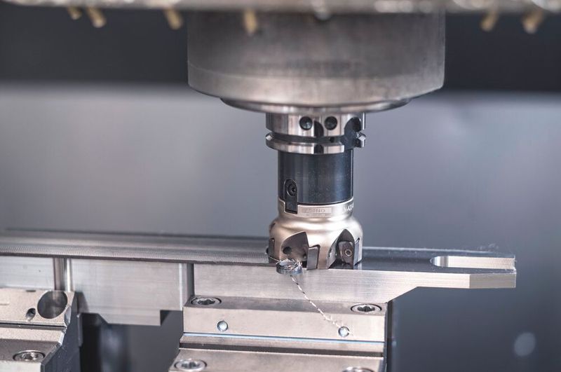 Wenn das BLN-Eckfräsersystem von Arno Werkzeuge mit seinem massiven Werkzeughalter und großen Wendeschneidplatten „zubeißt“, kann mit einer Zustellung von 12 Millimetern gefräst werden. Bevor das versage, gehe eher die Fräsmaschine in die Knie, wie es heißt. (Bild: Suxes / M. Frischauf)