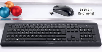 Für 19,99 Euro bietet Aldi Süd ein kabelloses Tastatur-/Mausset an. (Bild: Aldi Süd)