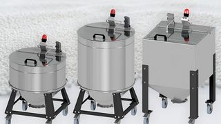 Roll-Container in den drei Größen 120 l, 200 l und 215 l (Bild: Siloanlagen Achberg, KI-Hinweis: Hintergrund KI-generiert)