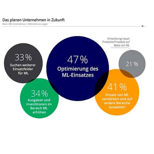 Pläne der befragten Unternehmen für den zukünftigen Einsatz von Machine Learning Pläne der befragten Unternehmen für den zukünftigen Einsatz von Machine Learning