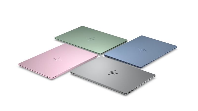 HP bietet das Omnibook 5 in vier Farben an: Smoke Silver, Starlit Blue, Peony Pink und Soft Honeydew. (Bild: HP)