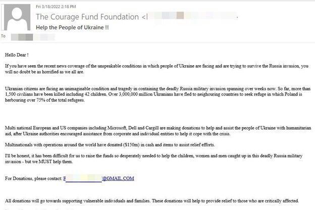 Die Hilfsorganisation gibt es wirklich. Wer Kontakt mit ihr aufnehmen möchte, braucht dafür aber keine G-Mail-Adresse anzuschreiben. (Bild: Bitdefender)