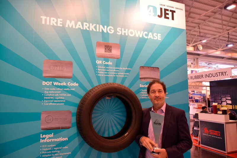 Ein weiterer Sieger war der deutsche Hersteller 4Jet Technologies. Geschäftsführer Dr. Armin Kraus präsentierte seine Reifentracking-Technologie „Scannect“, die in der Kategorie „Dienstleistungs- und Servicekonzepte sowie Prozessoptimierung“ siegte. (Ottmar Holz)