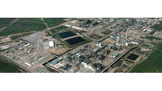 Die Polycarbonat-Anlage von Sabic in Cartagena, Spanien, soll als weltweit erste großtechnische chemische Produktionsstätte vollständig mit erneuerbarer Energie betrieben werden. (Sabic)